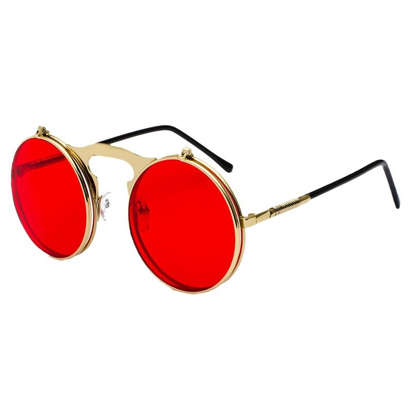 Metal Photo Panel - Retro Steampunk Runde Sonnenbrille in Rot