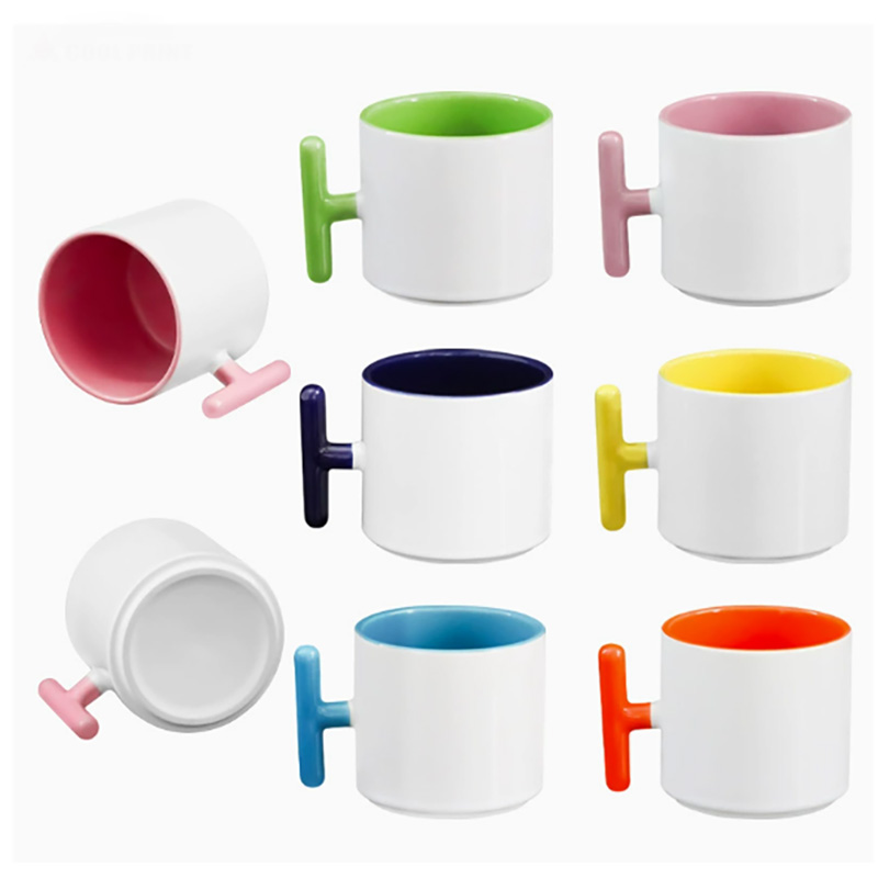 Sublimation Mug White - 2PCS Kreativität T-förmigen griff keramik becher